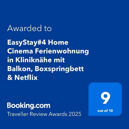 Апартаменты Easystay#4 Cinema In Kliniknaehe Mit Balkon, Boxspringbett & Netflix